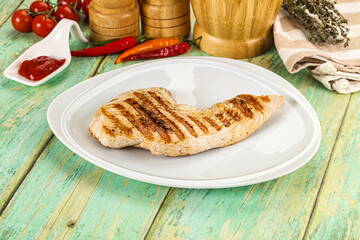 Grilled Turkey fillet breast served sauce