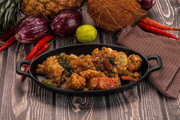 Prawn with vegetables and oyster sauce