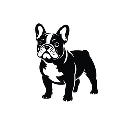 Adorable French Bulldog Puppy Vector Illustration Black and White Design Pet Lover Gift Idea Decorative Animal Silhouette Art