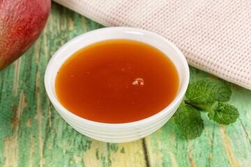 Sweet dessert orange mango puree