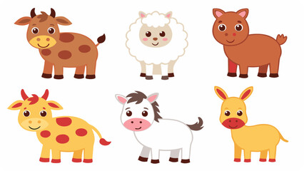 3d icon of cute farm animals illustration isolated on white background