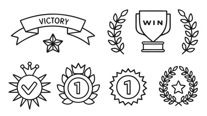 3d icon of collection of victory and award icons isolated on white background