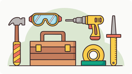3d icon of collection of various tools and safety equipment