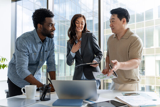 Business team discussing strategy during a meeting in the office