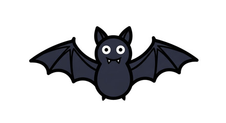Fototapeta premium Cute Cartoon Bat Illustration for Halloween, Simple Flying Bat Vector Icon.