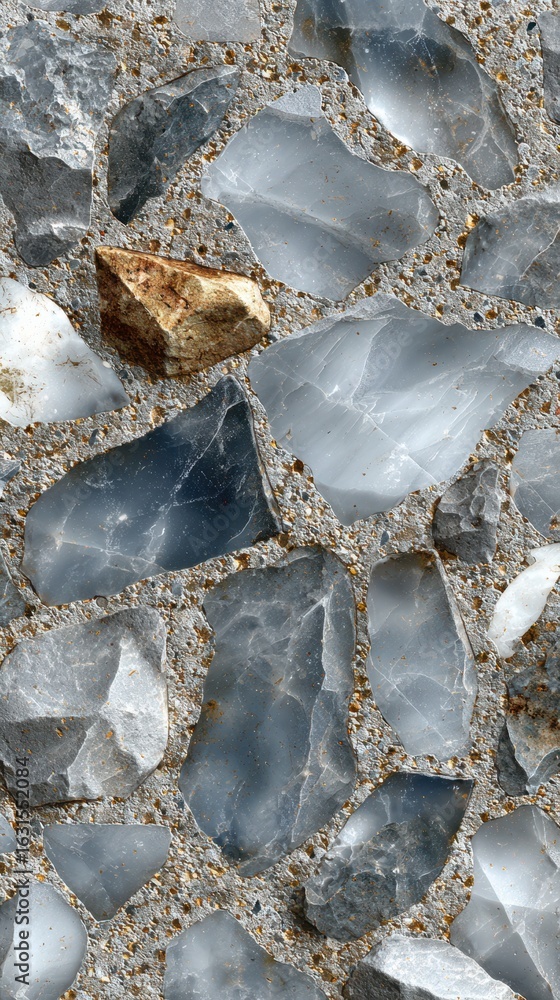 Poster natural stone textures showcase a variety of colors and shapes in a close-up view of gravel fragment