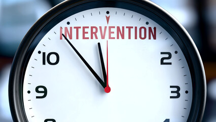 Intervention that is going to happen soon, it is imminent. Incoming intervention, approaching in the near future. Intervention almost here. ,3d illustration