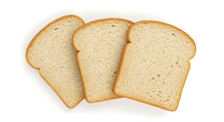 Slices of Wheat Bread Isolated on White Background, Top View – Fresh Whole Grain Loaf Cut.
