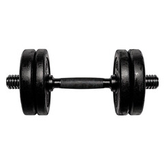 Black Dumbbell Isolated on White Background for Fitness, Exercise, Strength Training and Bodybuilding Lifestyle