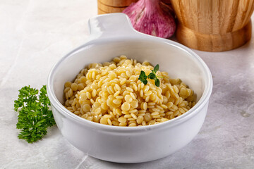 Boiled ptitim grain wheat pasta