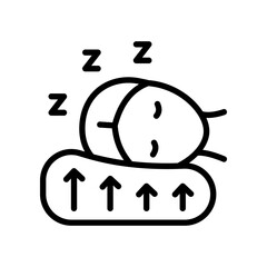 Orthopedic pillow outline icon. Comfortable position for sleep. Insomnia treatment. Vector simple sign isolated on white background.