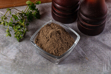 Ground dry black pepper powder