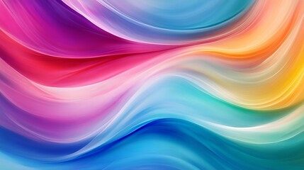 Abstract colorful background with flowing waves of pink blue yellow and white shades blending together