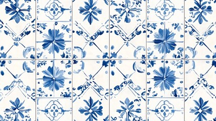 seamless pattern with blue flowers