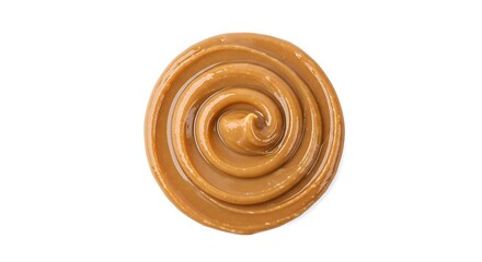 Sample of Tasty Nut Butter Isolated on White Background, Top View – Creamy Natural Spread.
