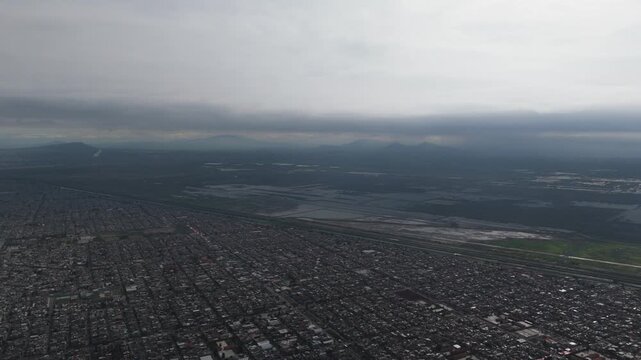 Drone shot of the protected area in Lake Texcoco, north of Mexico City