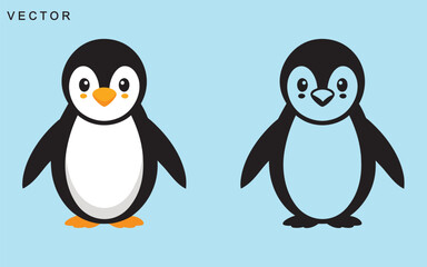 Minimalist penguin vector collection, penguin logo, icon, clipart, Vector Illustration