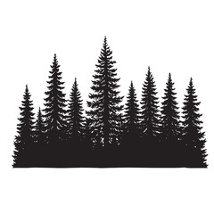 Obraz premium Silhouette of a forest with various fir trees perfect for outdoor and nature designs