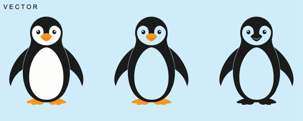 Minimalist penguin vector collection, penguin logo, icon, clipart, Vector Illustration