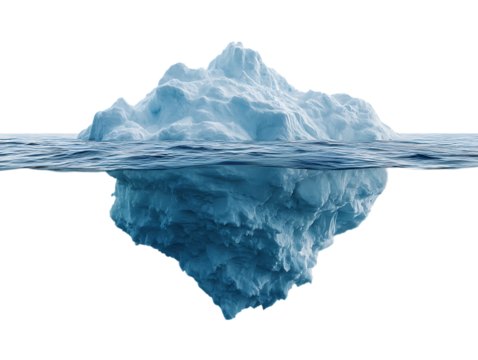 view half underwater iceberg float in the ocean
