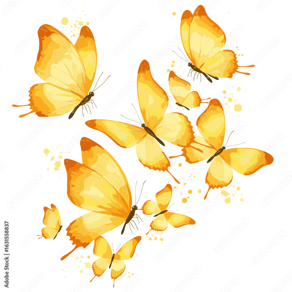 Aufkleber a delightful array of golden butterflies gracefully fluttering together in a harmonious vector illus