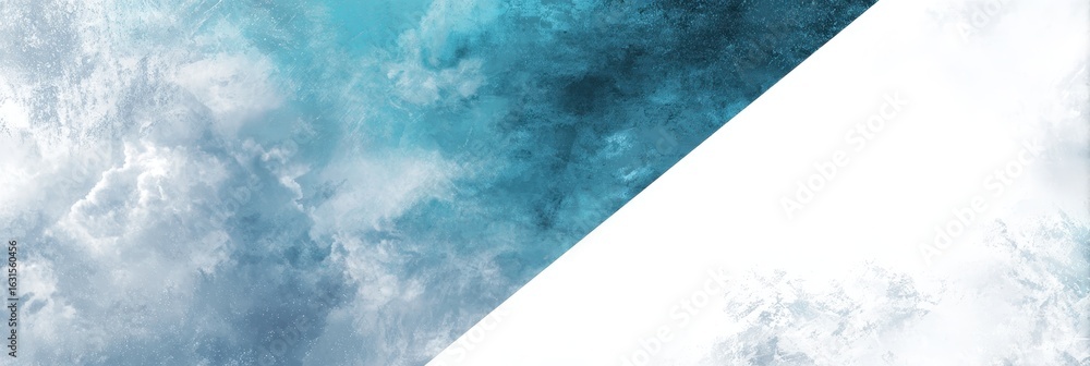 Poster teal and white background with soft gradient blue corners and abstract cloudy texture