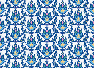 Floral patterns and geometric seamless patterns on old Turkish tiles.