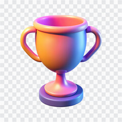 3D Neon Trophy Cup Icon | E-commerce Achievement, Sales Goal, and Reward Symbol