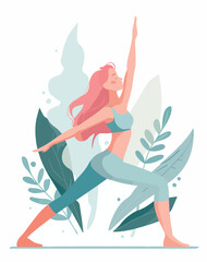 Serene Outdoor Yoga Woman Vector Illustration