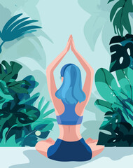 Serene Outdoor Yoga Woman Vector Illustration