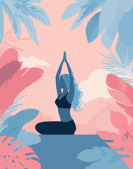 Serene Outdoor Yoga Woman Vector Illustration