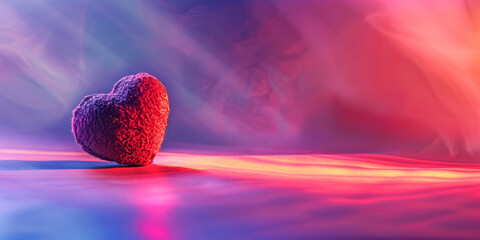 Heart-shaped object on vibrant colorful backdrop. Romantic theme, suitable for love decorations, Valentine's Day, vivid colors.