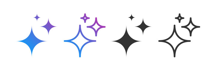 Generate AI icon collection sparkle trendy style. Machine learning technology, artificial intelligence button for ui ux element, app, website vector 10 eps