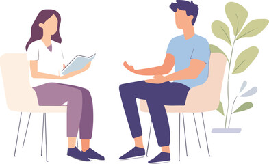 Doctor and patient consultation vector illustration medical service concept healthcare consultation therapist appointment patient talking to professional doctor