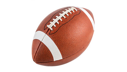 Leather soccer ball with white stripes on a transparent background.