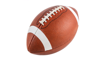 Leather soccer ball with white stripes on a transparent background.