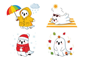 Four Seasons Ghost Illustrations halloween weather
