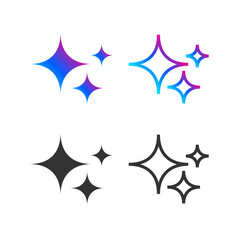 Generate AI icon set with sparkle modern style. Machine learning technology, artificial intelligence button for ui ux element, app, website vector 10 eps