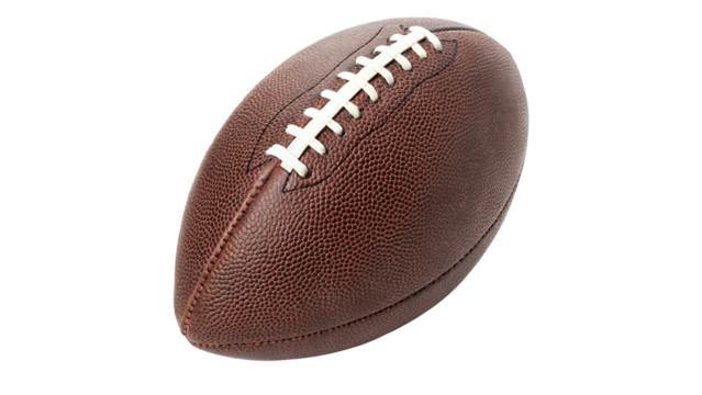 Close-Up of a Leather American Football isolated on transparent background