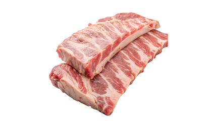 raw pork spare ribs isolated on transparent background