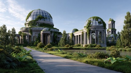 Abandoned botanical garden structures
