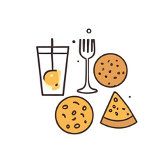 Illustration of food and drink isolated on a white background