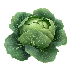 Fototapeta premium Vibrant Green Cabbage: High-Resolution Illustration, Isolated on Transparent Background, Fresh Produce, Healthy Food, Organic Vegetable.