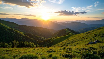 Obraz premium sunset in the mountains