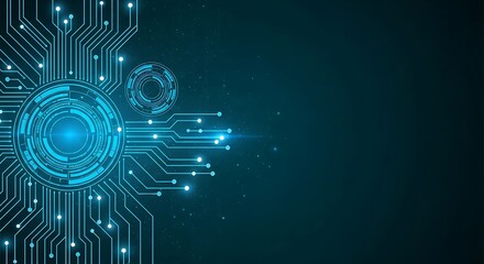 Abstract Teal Circuit Board Technology Background: Futuristic Digital Design, Modern Connectivity Concept