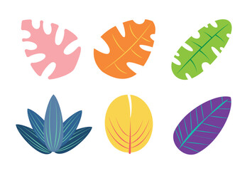 Colorful Tropical Leaf Set