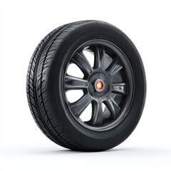 Obraz premium Flat Tire on White. Isolated Image of a Punctured Wheel for Automotive Maintenance