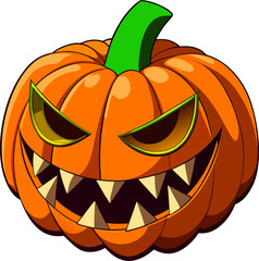 Scary jack o lantern Halloween pumpkin with fierce grin