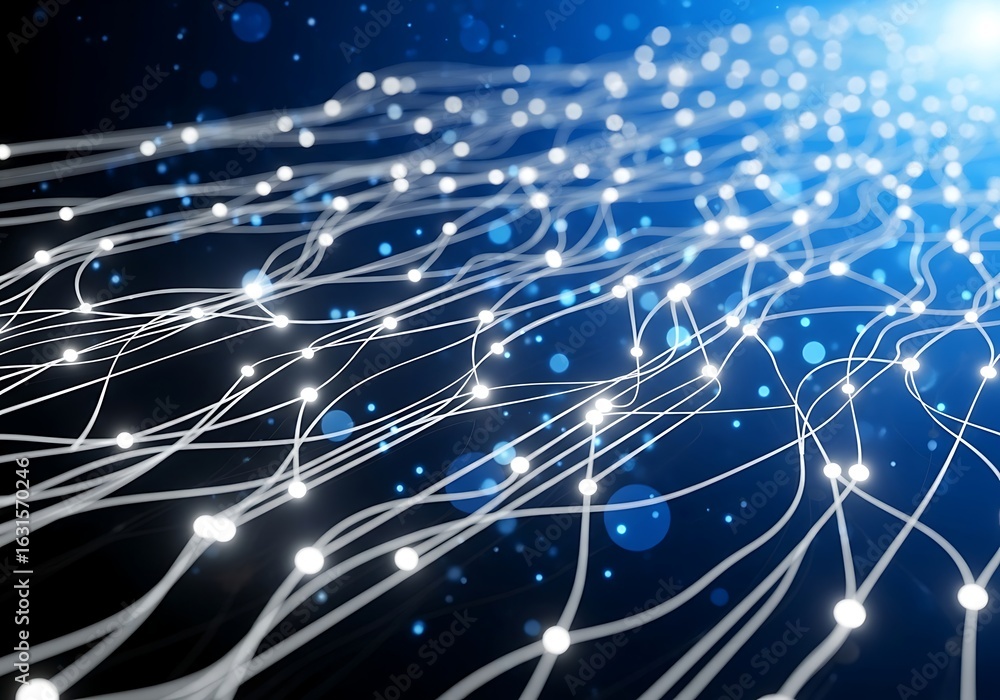 Aufkleber abstract network connections: glowing nodes and lines, futuristic digital technology background