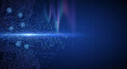 Abstract Digital Circuit Board Background:  Blue Technology Data Stream and Graph Visualization.